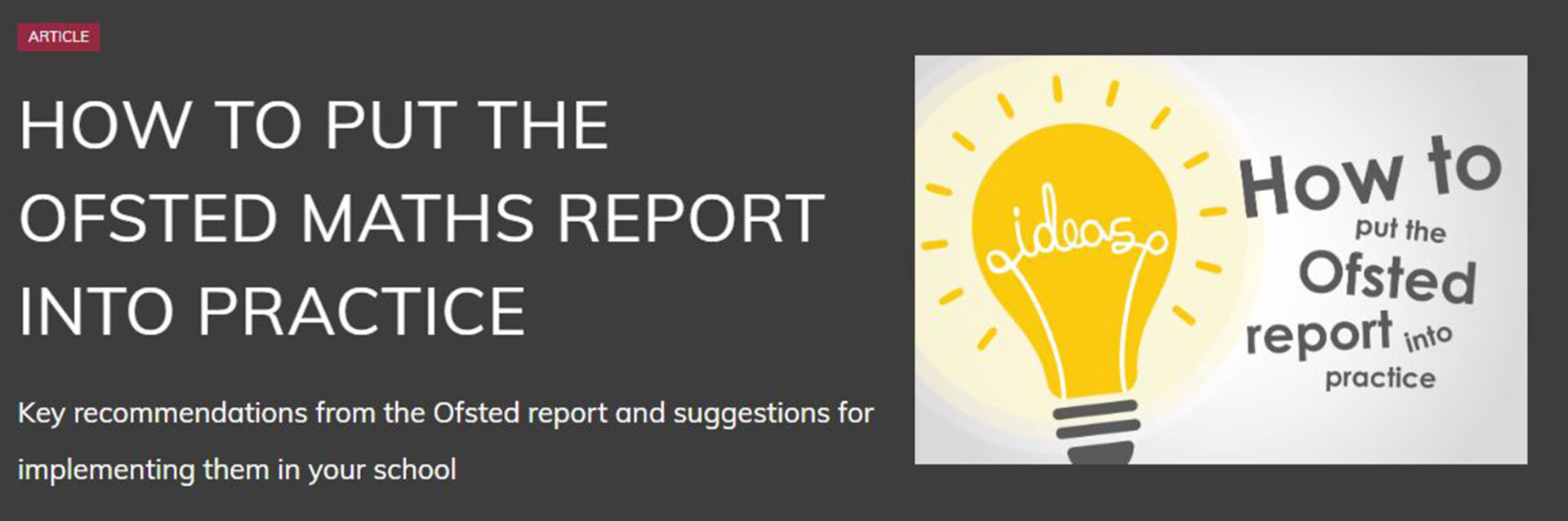 How to put the Ofsted Maths Report into Practice – Jurassic Maths Hub